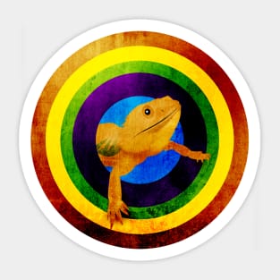 BEARDIE !!! BEARDED DRAGON ILLUSTRATION DESIGN WITH RAINBOW MOTIF Sticker